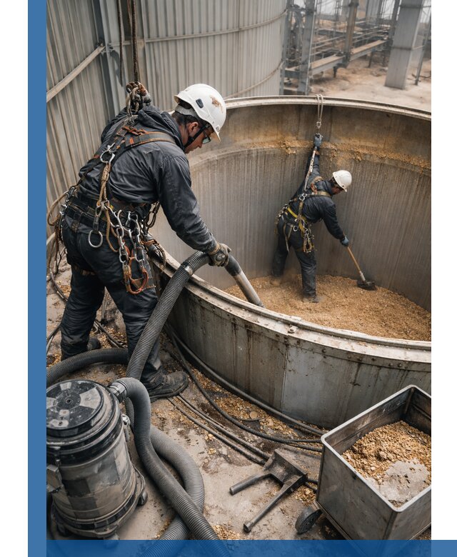 Профессиональная чистка зерновых бункеров в Алапаевске с выездом