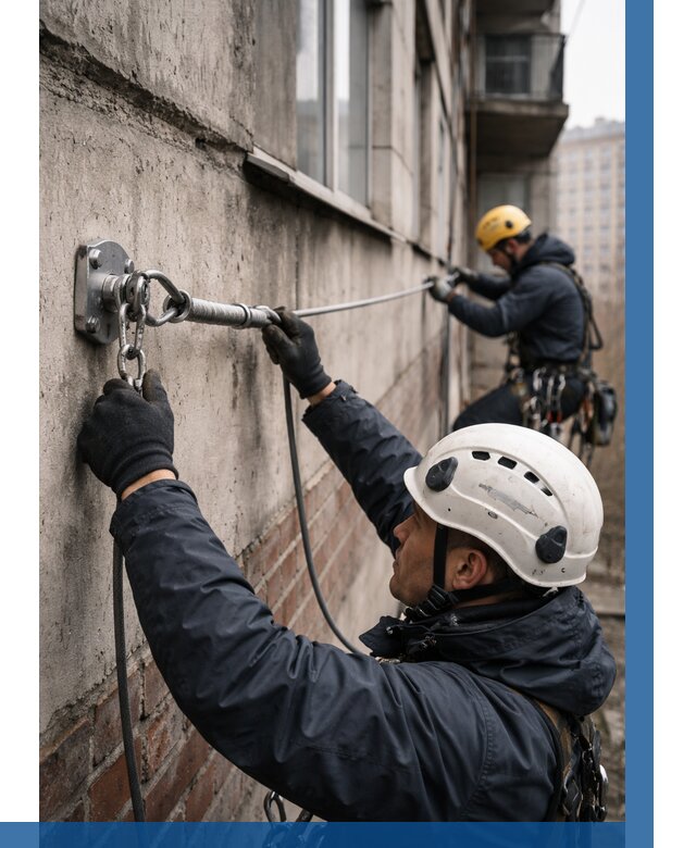Монтаж анкерных линий в Алапаевске от 3212 р. | ВЫСОТНИК-Лпв