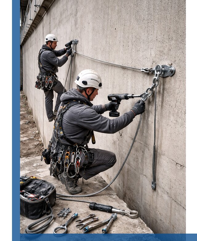 Монтаж анкерных линий высотной безопасности в Алапаевске