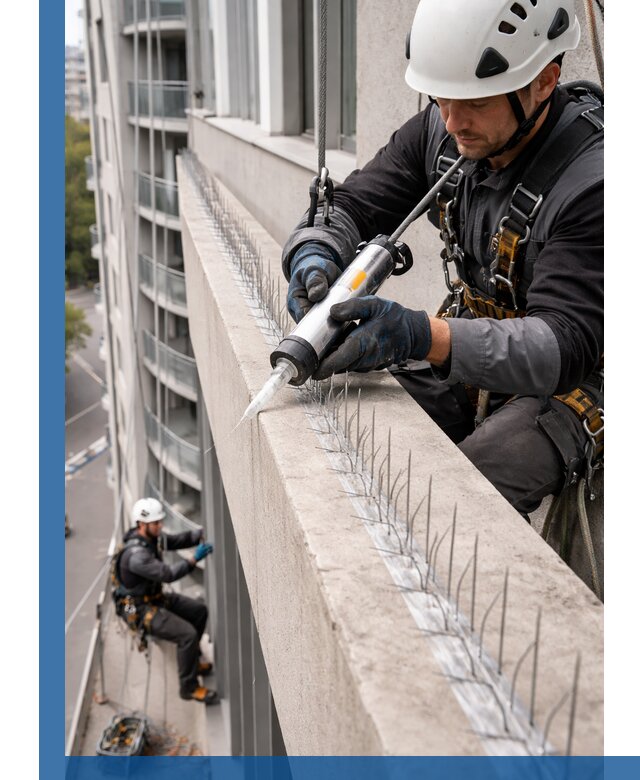 Установка шипов от птиц на фасадах и кровлях в Алапаевске